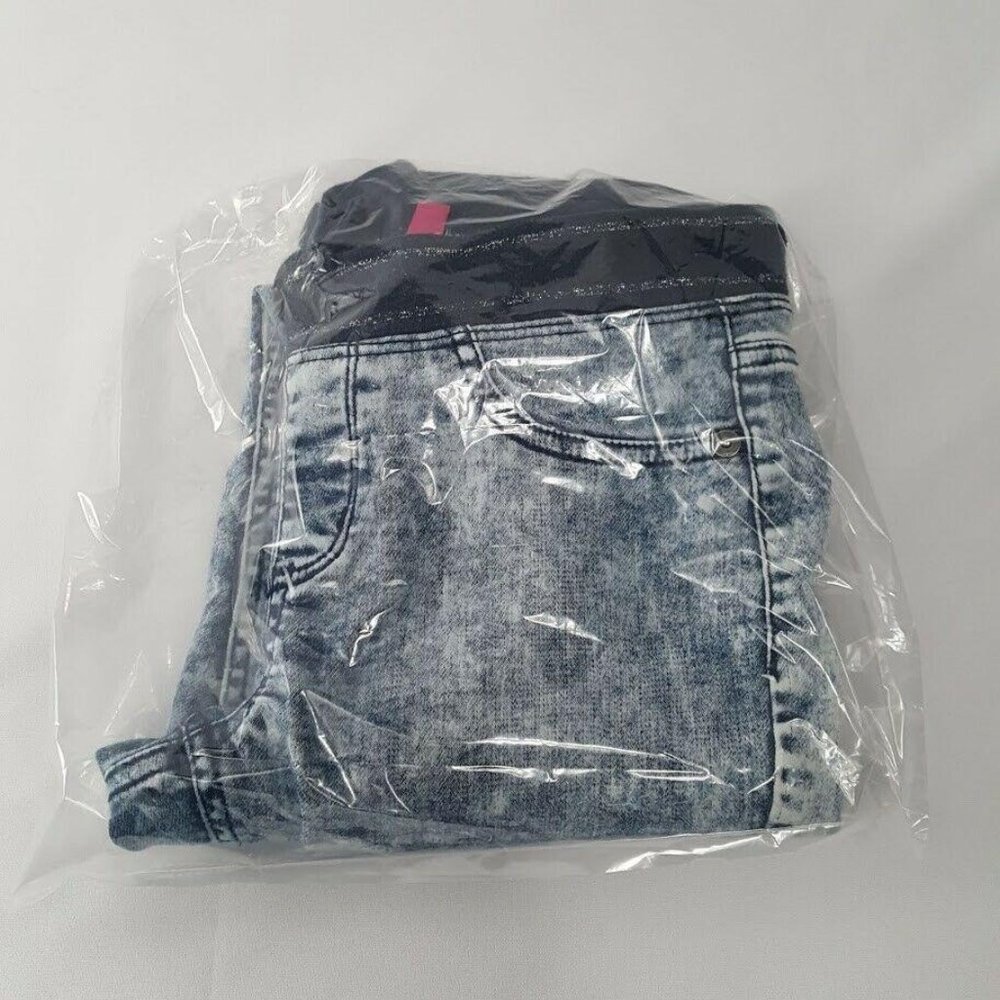 SO Girl's Jeggings Stretchy Pants Size 12 Acid Wash Sparkle Elastic Waist EUC - Picture 11 of 11